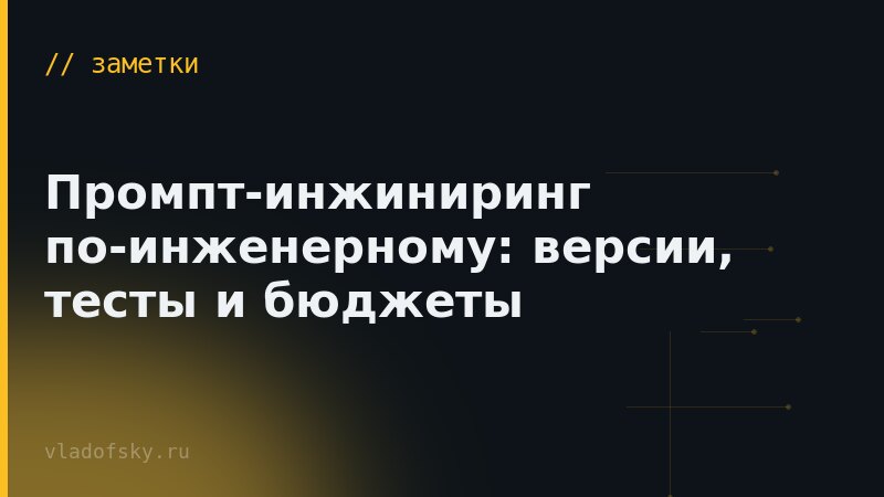 Промпт-инжиниринг по-инженерному: версии, тесты и бюджеты